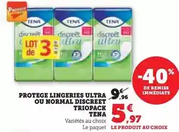Hyper U Tena - protege lingeries ultra ou normal discreet triopack offre