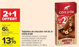 Carrefour Market CÔTE D'OR Tablettes de chocolat lot de 2 offre