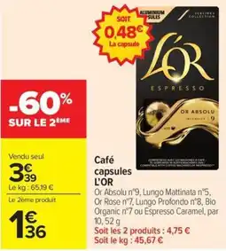 Carrefour Market L'OR Café capsules offre