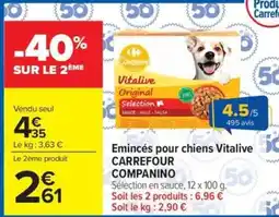 Carrefour Market COMPANINO Emincés pour chiens vitalive carrefour offre