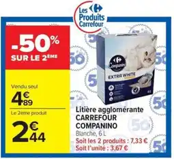Carrefour Market COMPANINO Litière agglomérante carrefour offre