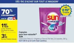 Carrefour Market SUN Capsules pour lave-vaisselle offre