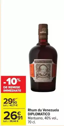 Carrefour Drive Diplomatico - rhum du venezuela offre