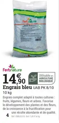 Espace emeraude FERTINATURE Engrais bleu UAB PK 8/10 offre