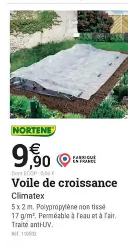 Espace emeraude NORTENE Voile de croissance Climatex offre