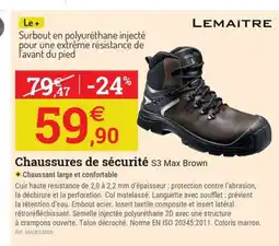 Espace emeraude LEMAITRE Chaussures de sécurité s3 Max Brown offre
