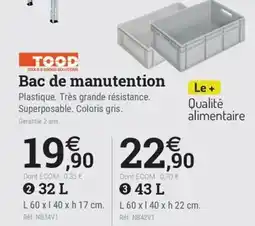 Espace emeraude Bac de manutention offre