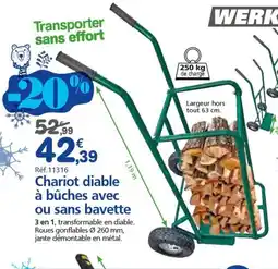Provence Outillage Chariot diable à bûches avec ou sans bavette offre