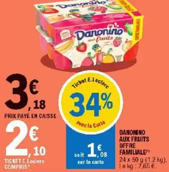 E.Leclerc Danonino aux fruits offre familiale offre
