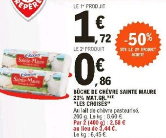 E.Leclerc Bûche de chèvre sainte maure 23% mat.gr. offre