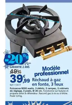 Provence Outillage Réchaud à gaz en fonte, 3 feux offre