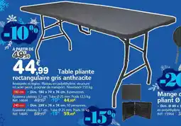 Provence Outillage Table pliante rectangulaire gris anthracite offre