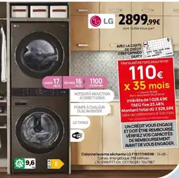Darty LG Colonne lavante séchanteF761TOWERB offre