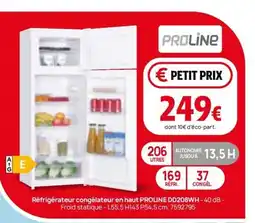 Darty PROLINE Réfrigérateur congélateur en haut DD208WH offre