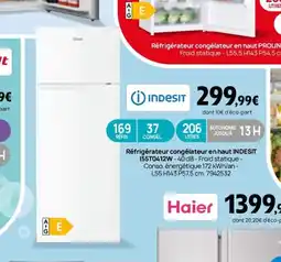 Darty INDESIT Réfrigérateur congélateur en haut 155T0412W offre