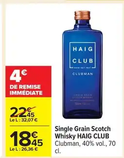 Carrefour HUG CLUB Single Grain Scotch Whisky offre