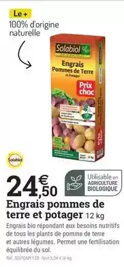 Espace emeraude Solabiol - engrais pommes de terre et potager offre
