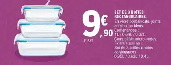 E.Leclerc Set d e3 boîtes rectangulaires offre