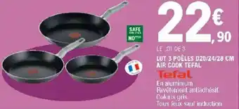 E.Leclerc Lot 3 poêles air cook tefal offre