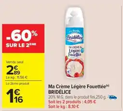 Carrefour Market Ma Crème Légère Fouettée BRIDÉLICE offre