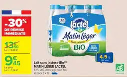 Carrefour Market Lait sans lactose Bio Matin Léger Lactel offre