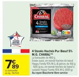 Carrefour Market 4 steaks hachés pur bœuf 5% M.G. CHARAL offre