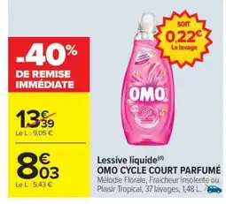 Carrefour Market Lessive liquide OMO CYCLE COURT PARFUMÉ offre