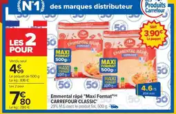 Carrefour Emmental râpé Maxi Format CARREFOUR CLASSIC offre