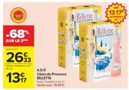 Carrefour A.O.P. Cotes de Provence BILLETTE offre