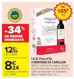 Carrefour I.G.P. PAYS D'OC L'HÉRITAGE DE CARILLAN offre