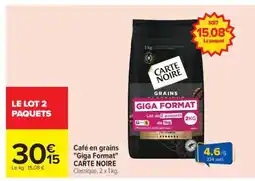 Carrefour Café en grains Giga Format CARTE NOIRE offre