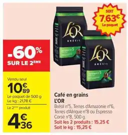 Carrefour CAFÉ EN GRAINS “L’OR” offre