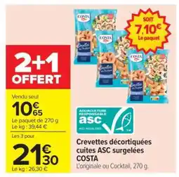Carrefour Crevettes décortiquées cuites ASC surgelées COSTA offre