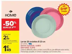 Carrefour Lot de 20 assiettes Ø 23 cm offre