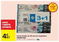 Carrefour Lot de 4 boîtes de 20 sacs de congélation CARREFOUR offre