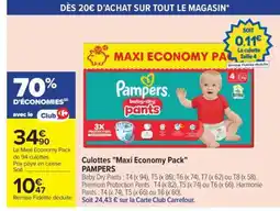 Carrefour Culottes Maxi Economy Pack PAMPERS offre
