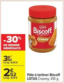 Carrefour Pâte à tartiner Biscoff LOTUS Creamy, 410 g offre