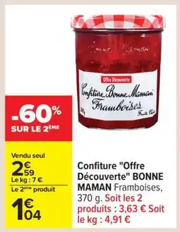 Carrefour Confiture Offre Découverte BONNE MAMAN Framboises offre
