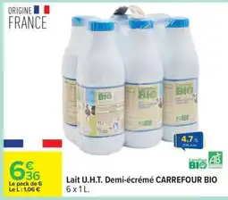Carrefour Lait U.H.T. Demi-écrémé CARREFOUR BIO offre