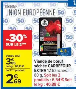 Carrefour Viande de boeuf séchée CARREFOUR EXTRA 12 tranches offre
