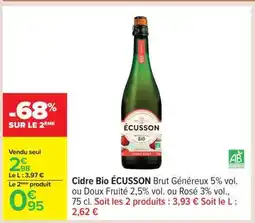 Carrefour CIDRE BIO ÉCUSSON offre