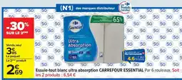 Carrefour Essuie-tout blanc ultra absorption CARREFOUR ESSENTIAL offre