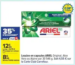 Carrefour Lessive en capsules ARIEL offre
