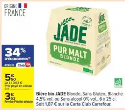 Carrefour Bière Bio Jade offre