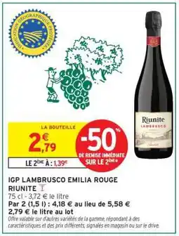 Intermarché IGP LAMBRUSCO EMILIA ROUGE RIUNITE offre