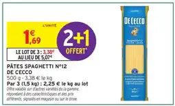 Intermarché PÂTES SPAGHETTI N°12 DE CECCO offre