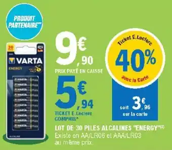 E.Leclerc Lot de 30 piles alcalines offre
