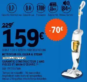 E.Leclerc Nettoyeur sol clean & steam offre