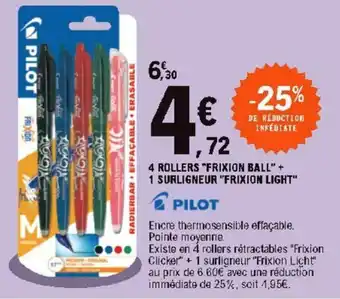 E.Leclerc 4 Rollers "frixion ball" 1 surligneur "frixion light" offre