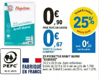 E.Leclerc 25 Pochettes kraft blond "esquisse" offre